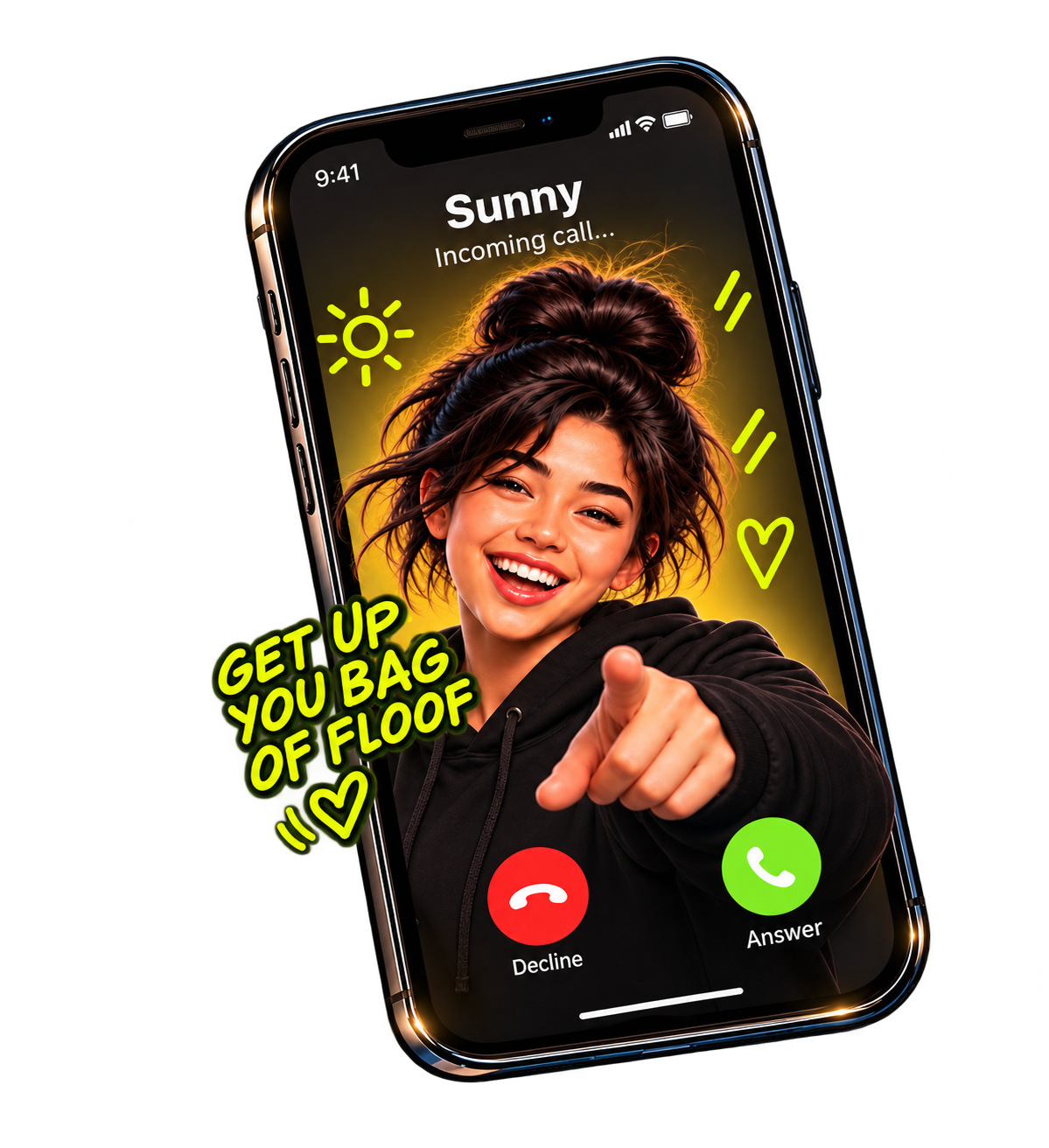 Sunny incoming AI wake-up phone call